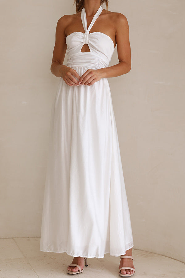 halterneck open back maxi dress