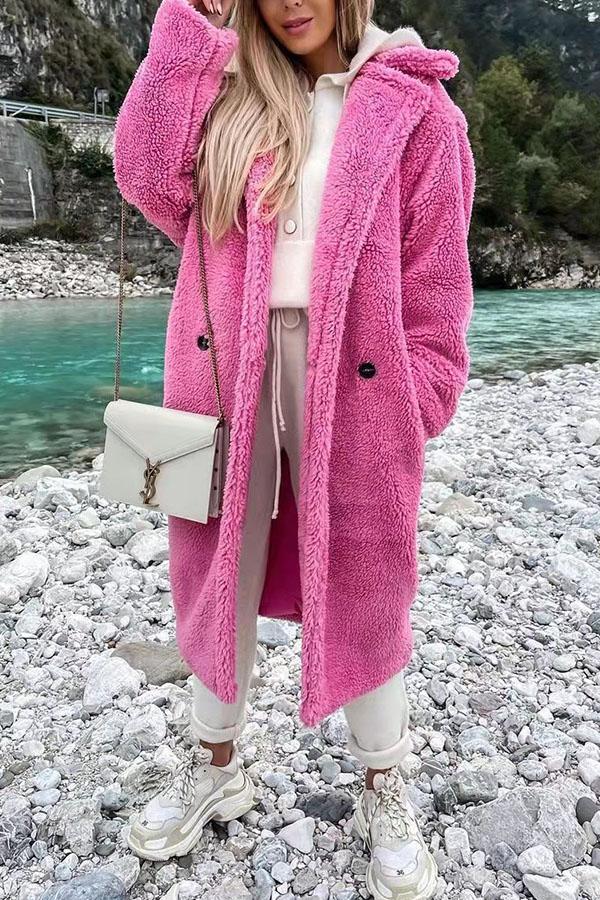 Solid Color Button Up Teddy Coat