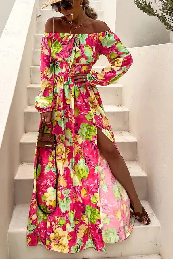 Tropical Off Shoulder Maxi Dress