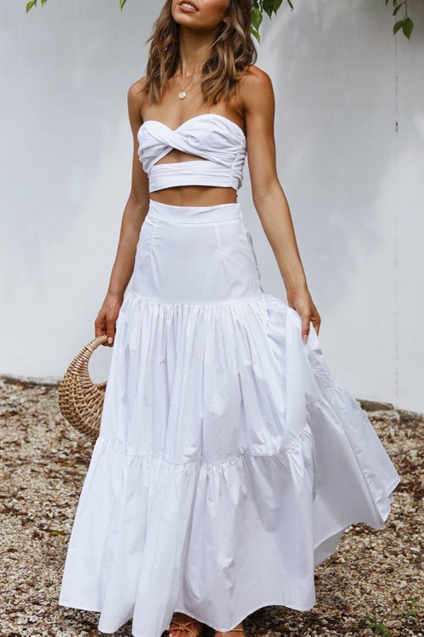 Spring and Summer Tube Top Vest Skirt Two-piece Suit