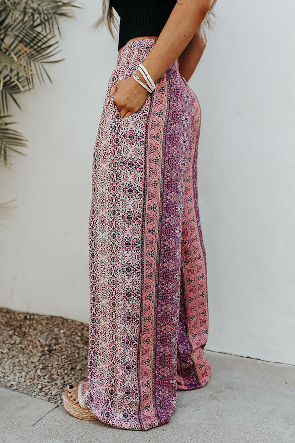 Myra Smocked Bohemia Printed Wide Leg Pants