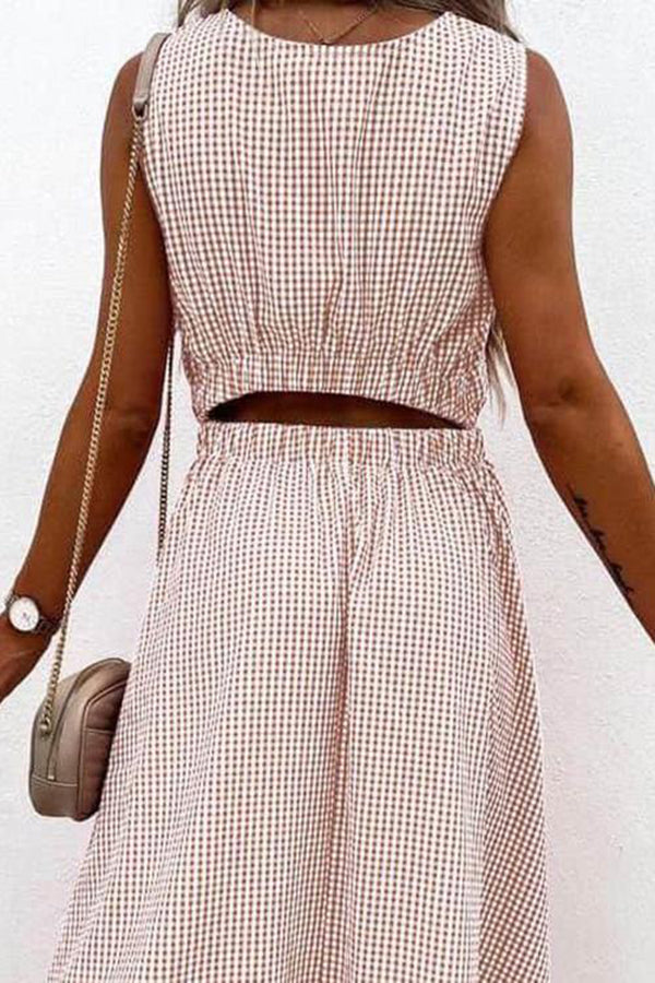 Fun Details Gingham Cutout Midi Dress