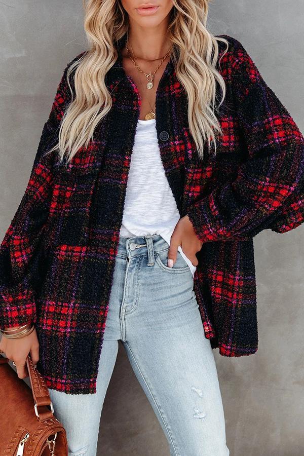 Plaid Lapel Button Down Pocket Shacket