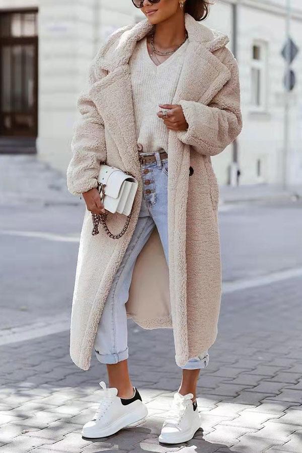 Solid Color Button Up Teddy Coat