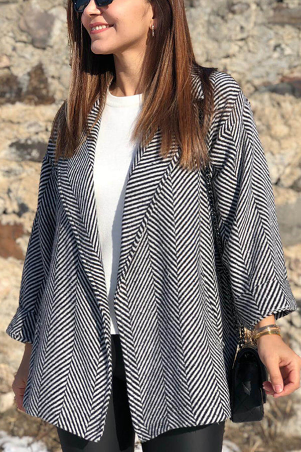 Twill Knit Striped Cardigan