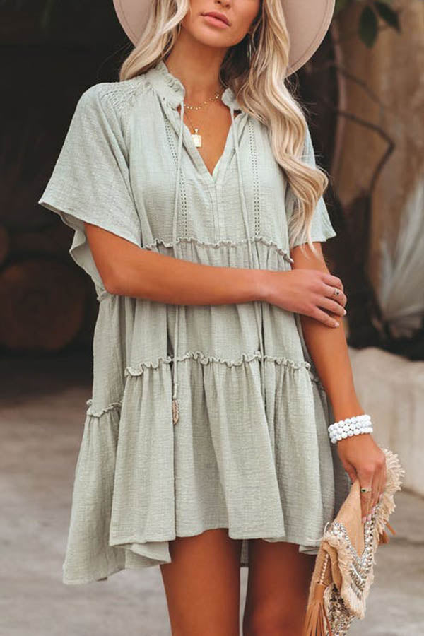 Seaside Dream Cotton Tiered Babydoll Tunic Dress