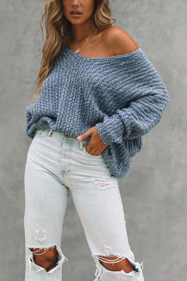 Knitted Pattern Casual Knit Sweater