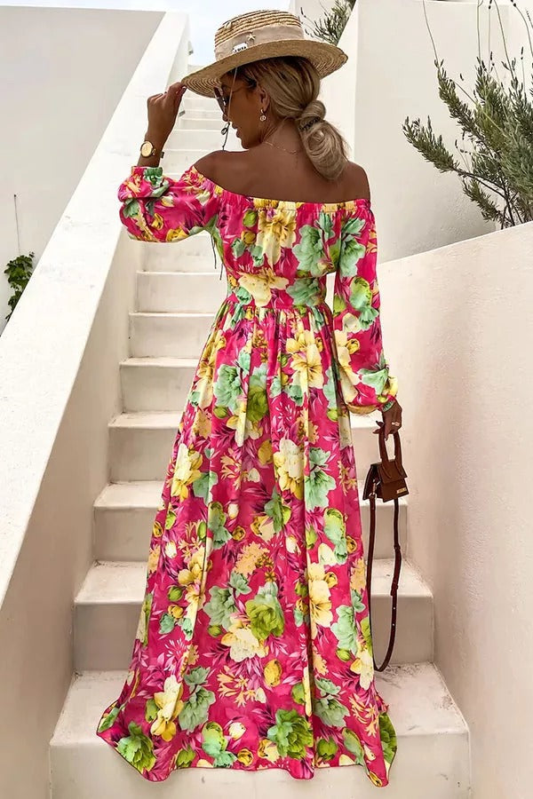 Tropical Off Shoulder Maxi Dress