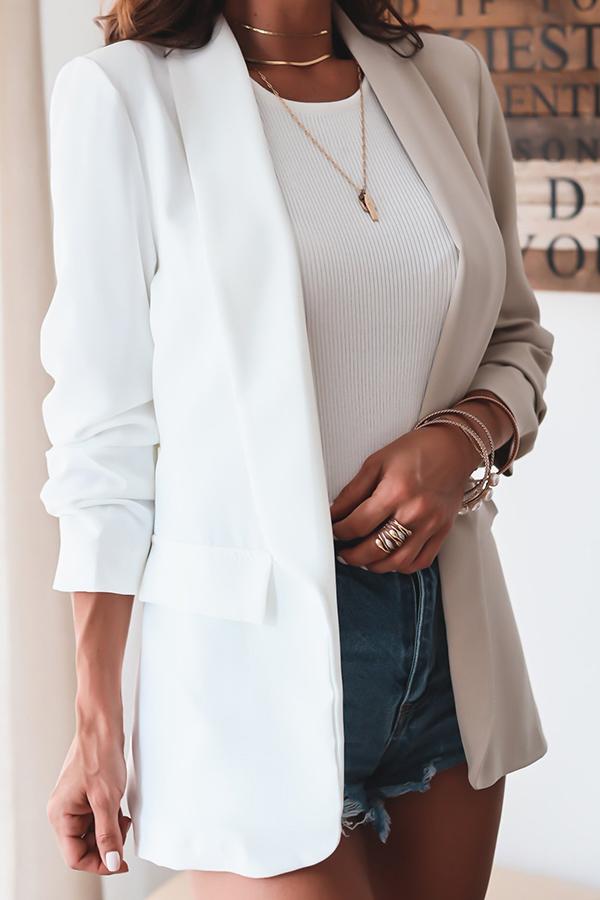 Contrast Lapel Causal Blazer