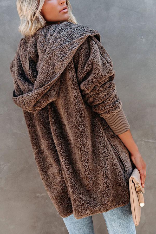 Pocketed Plush Loose Cardigan