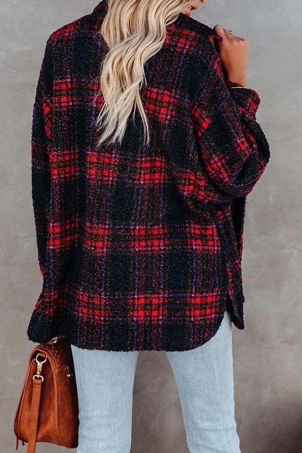 Plaid Lapel Button Down Pocket Shacket