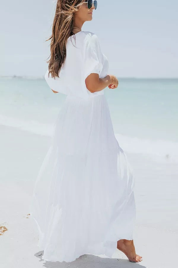 On A Wave Short Sleeve Top Maxi Skirt Set