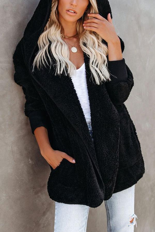 Pocketed Plush Loose Cardigan