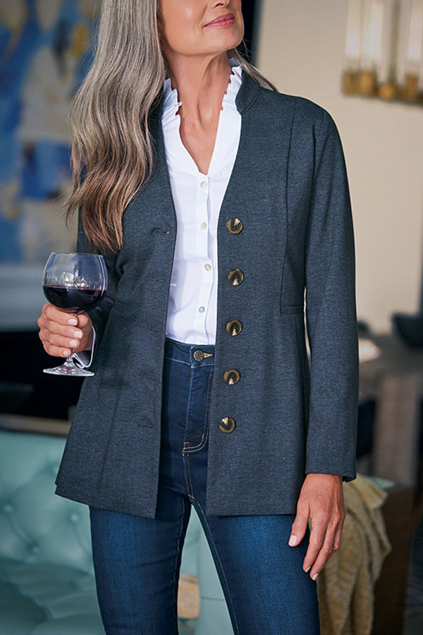 Women's Fashion V Neck Tie Jacket