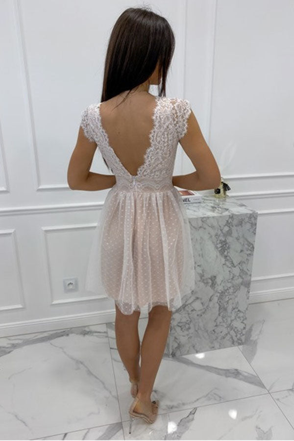 Lace Sexy Backless V-neck Dress