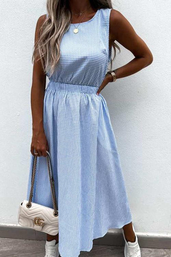 Fun Details Gingham Cutout Midi Dress