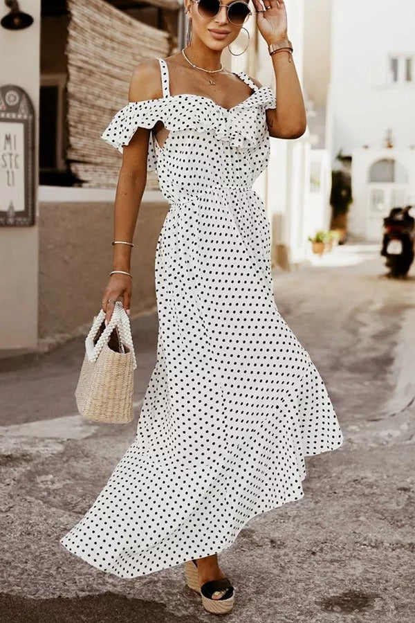 Pretty Little Polka Dot Slit Midi Dress