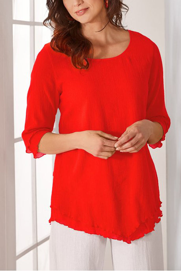 Layered Mid-sleeve Chiffon Top