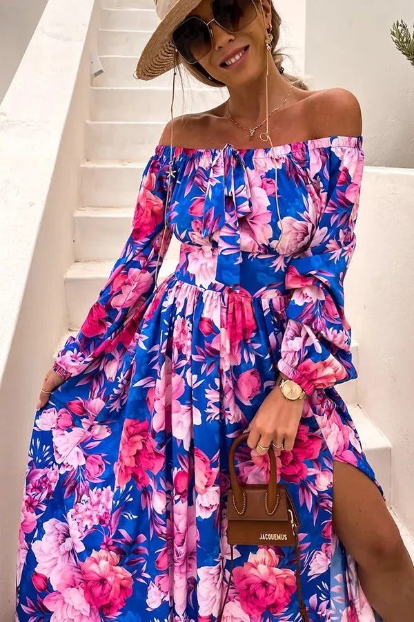 Tropical Off Shoulder Maxi Dress