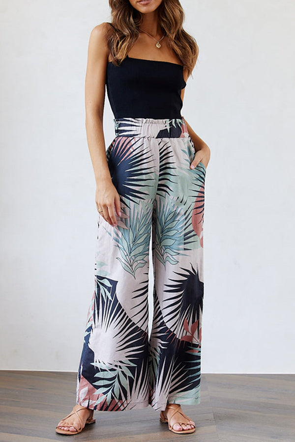 Tropical Leaf Printed Pants