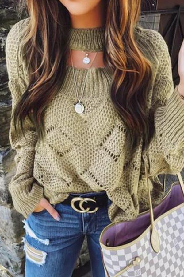 Cutout Hollow-Out Pullover Sweater