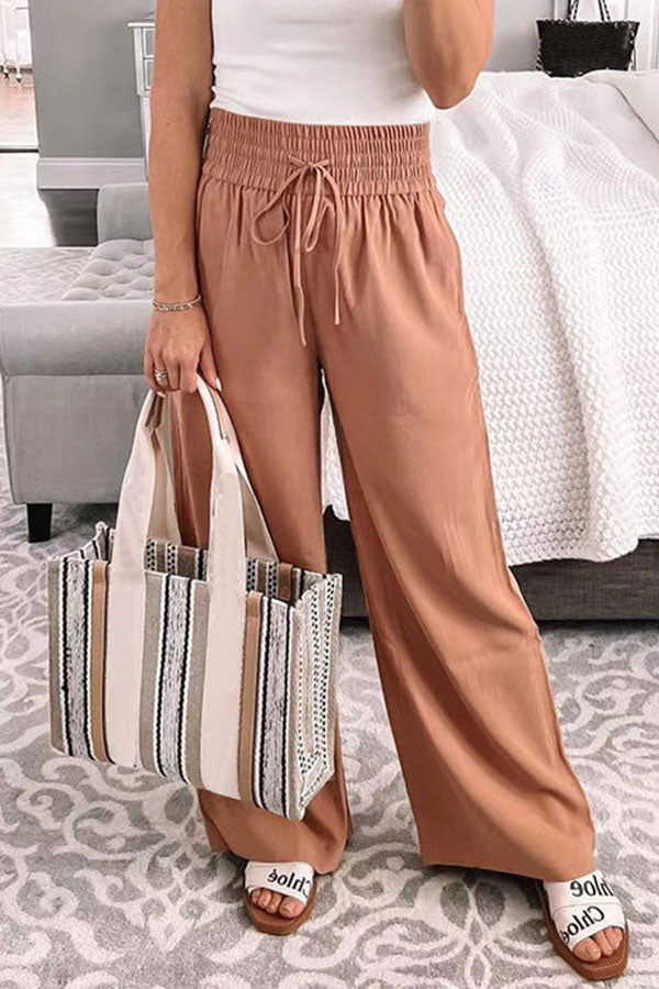 Casual Solid Lace-Up Trousers