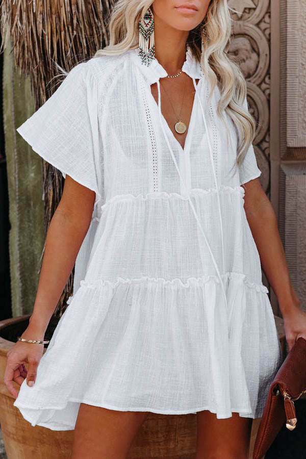 Seaside Dream Cotton Tiered Babydoll Tunic Dress