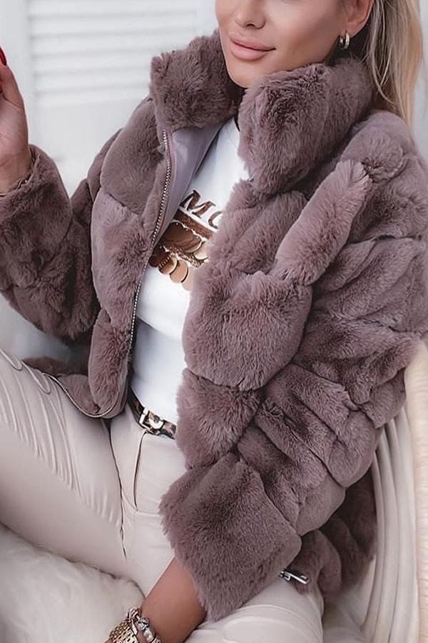 Pure Color Plush Coat