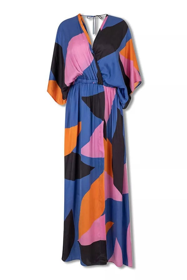 Off Into The Sunset Colorblock Kimono Maxi Dress