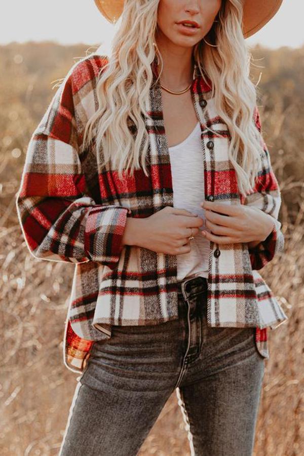 Rocha Plaid Button Down Jacket