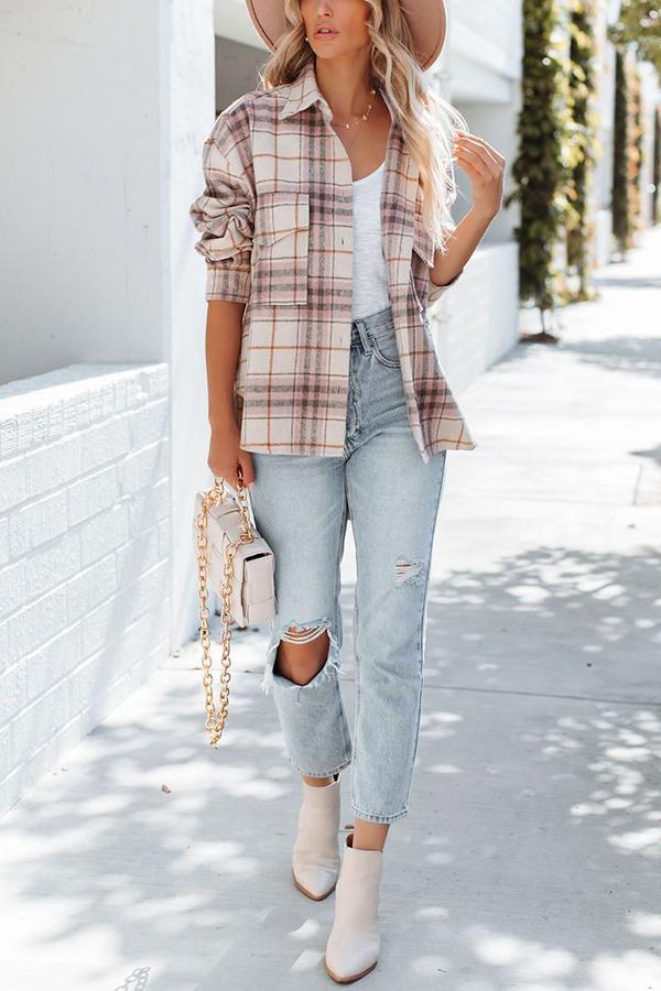 Casual Retro Loose Plaid Jacket