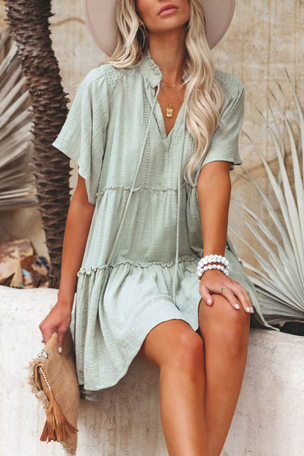 Seaside Dream Cotton Tiered Babydoll Tunic Dress