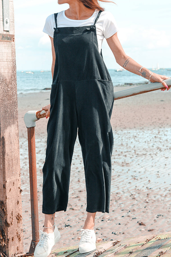 Stroke casual solid color jumpsuit