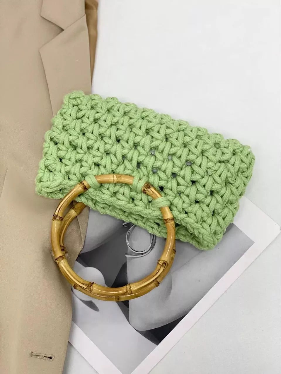 Slub Loop Thick Needle Cotton Crochet Handbag