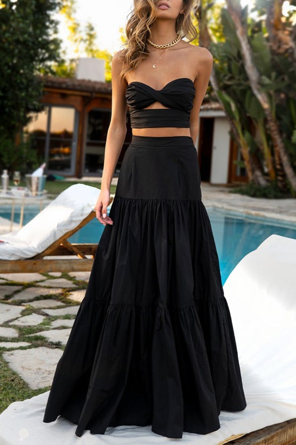 Spring and Summer Tube Top Vest Skirt Two-piece Suit