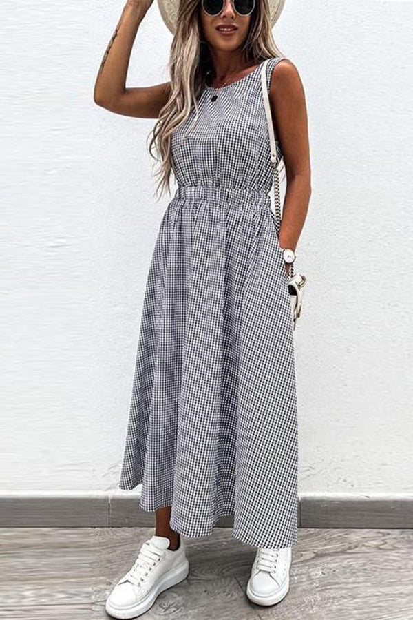 Fun Details Gingham Cutout Midi Dress