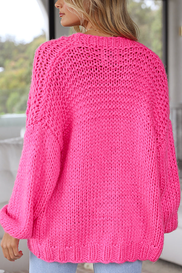 Pink Skin Tone Knit Cardigan