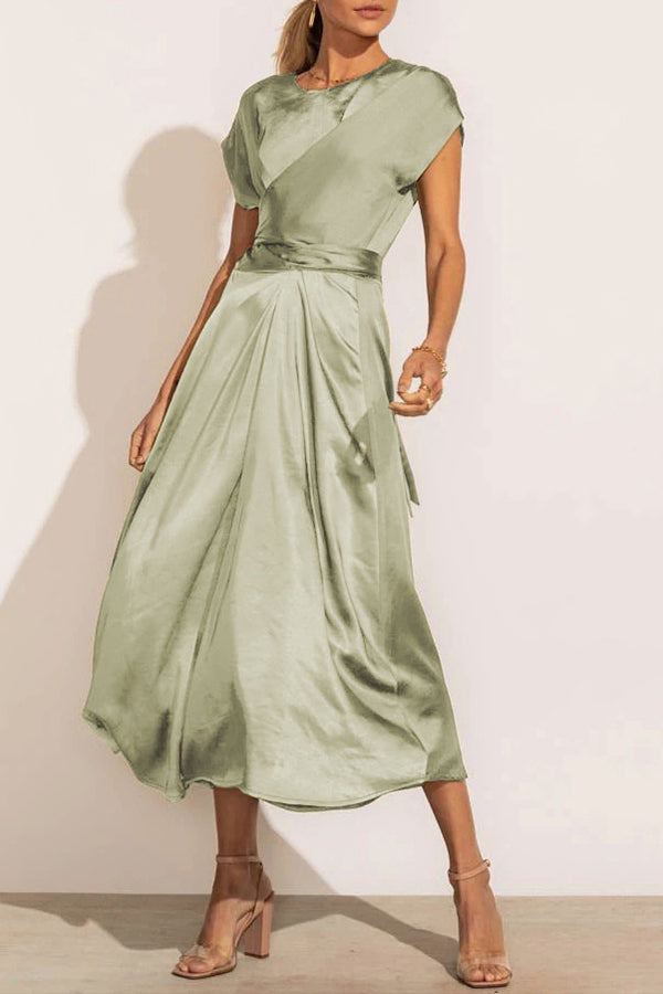 High-quality satin tie drape elegant light evening dress dress