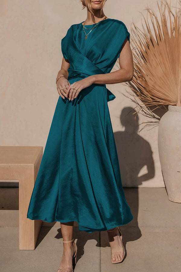 High-quality satin tie drape elegant light evening dress dress