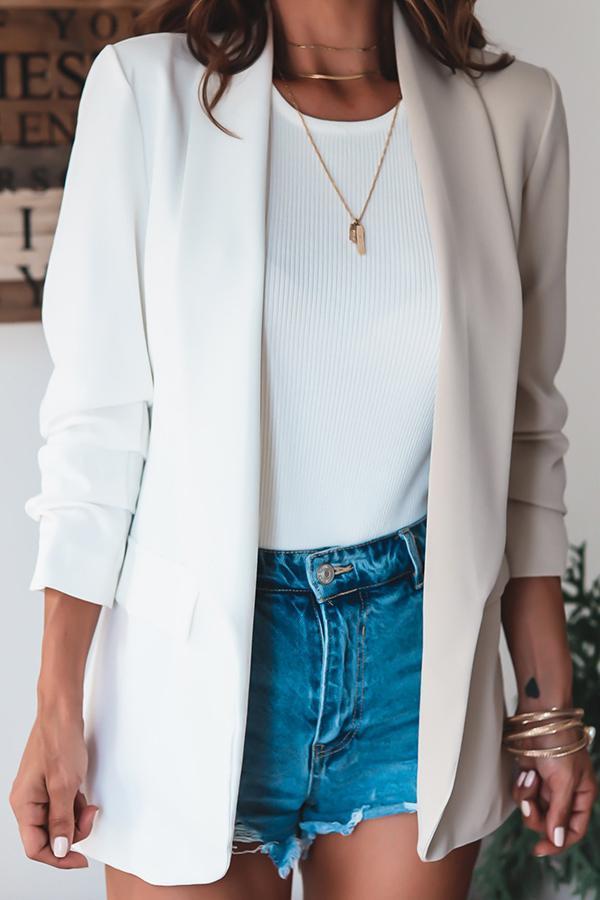 Contrast Lapel Causal Blazer