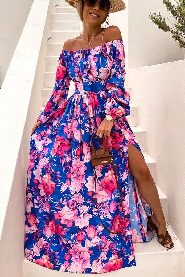 Tropical Off Shoulder Maxi Dress