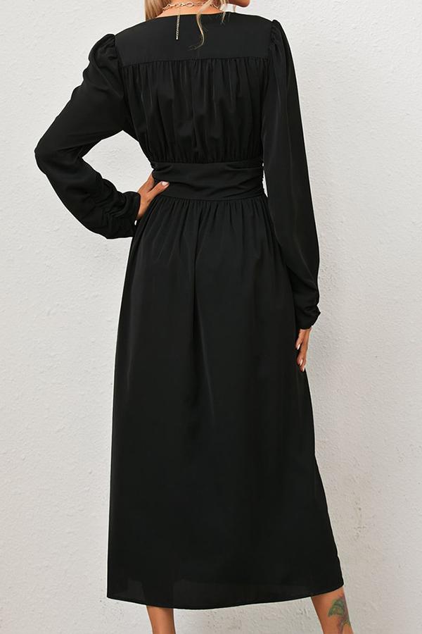 V-neck Waist Elegant Long Skirt Temperament Goddess  Dress