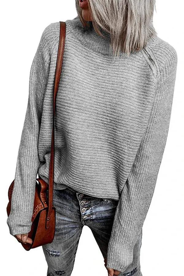 Neckline Zipper Mid-neck Sweater