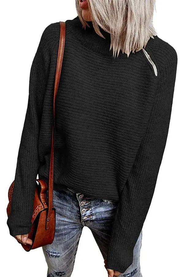 Neckline Zipper Mid-neck Sweater