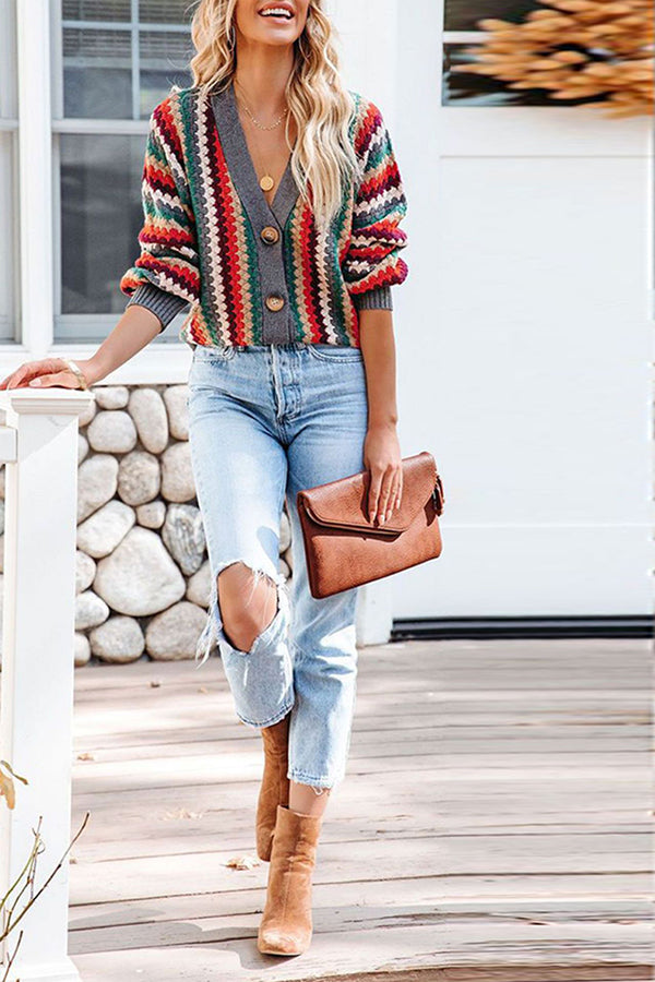 Knitted Single Breasted Cardigan Sweater