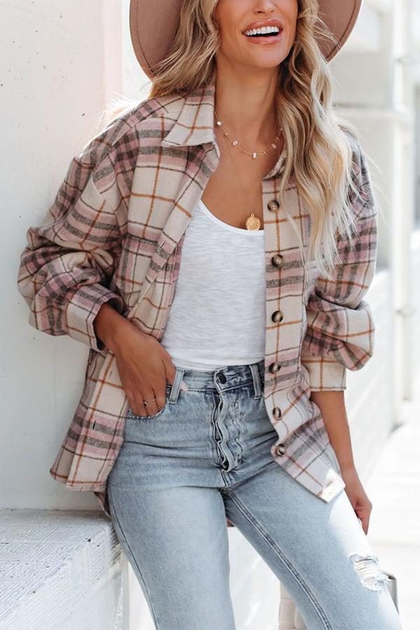 Casual Retro Loose Plaid Jacket