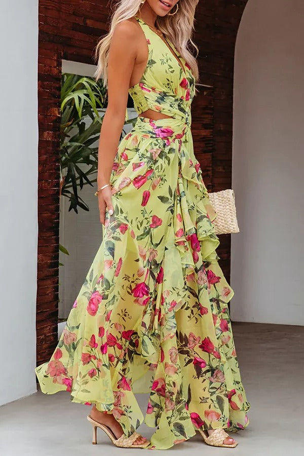 Music Festival Floral Cutout Maxi Dress