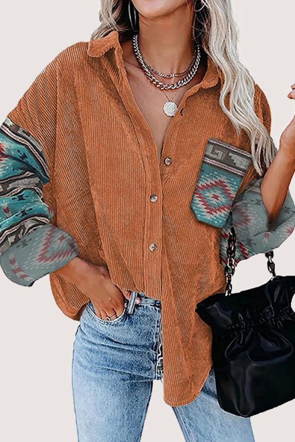 Printed Panel Loose Shirt Jacket