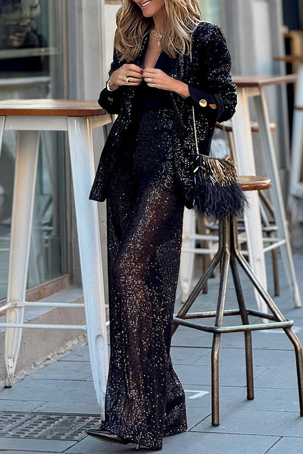 Stylish sequined long-sleeved elegant blazer