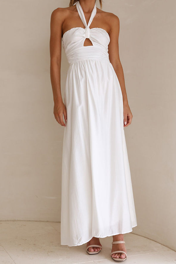 halterneck open back maxi dress